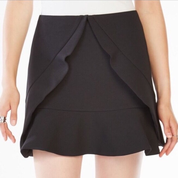 NWT BCBGMAXAZRIA black Lindsey ruffle skirt - Picture 2 of 9